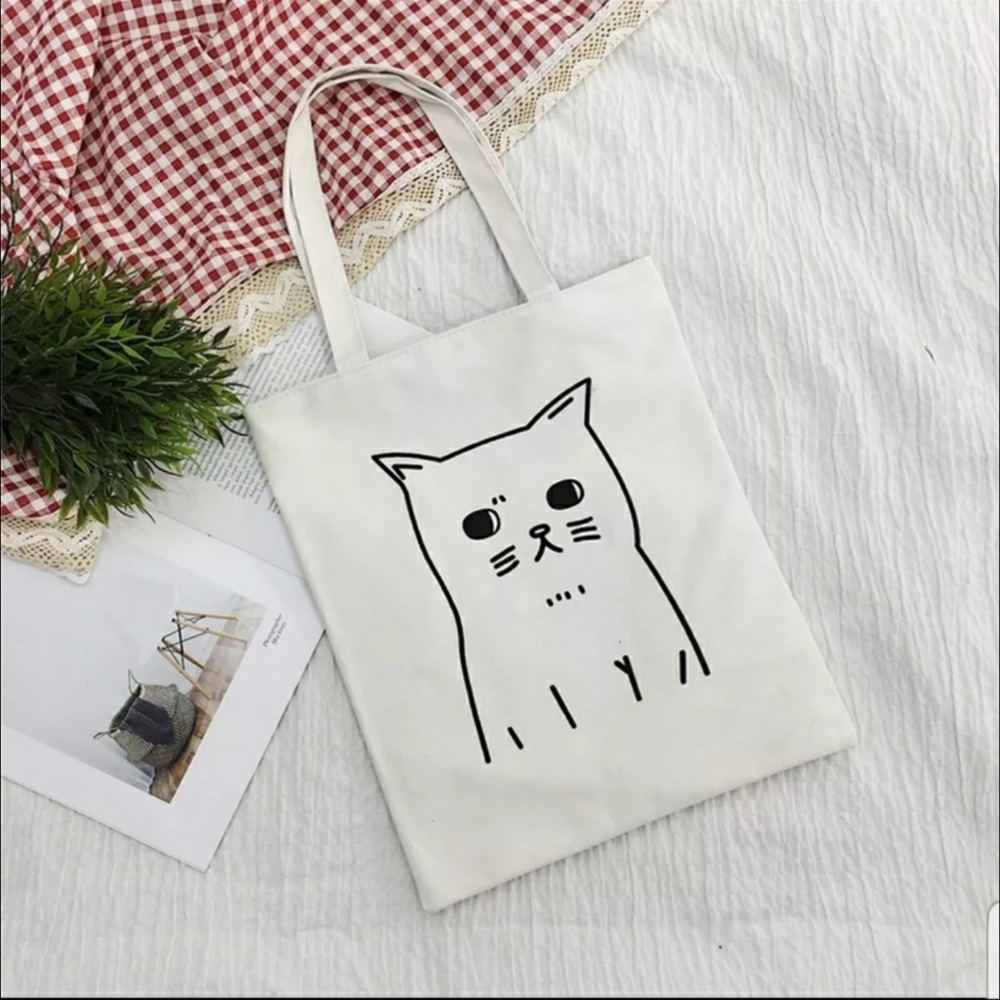 👜👛Cat canvas tote bag.